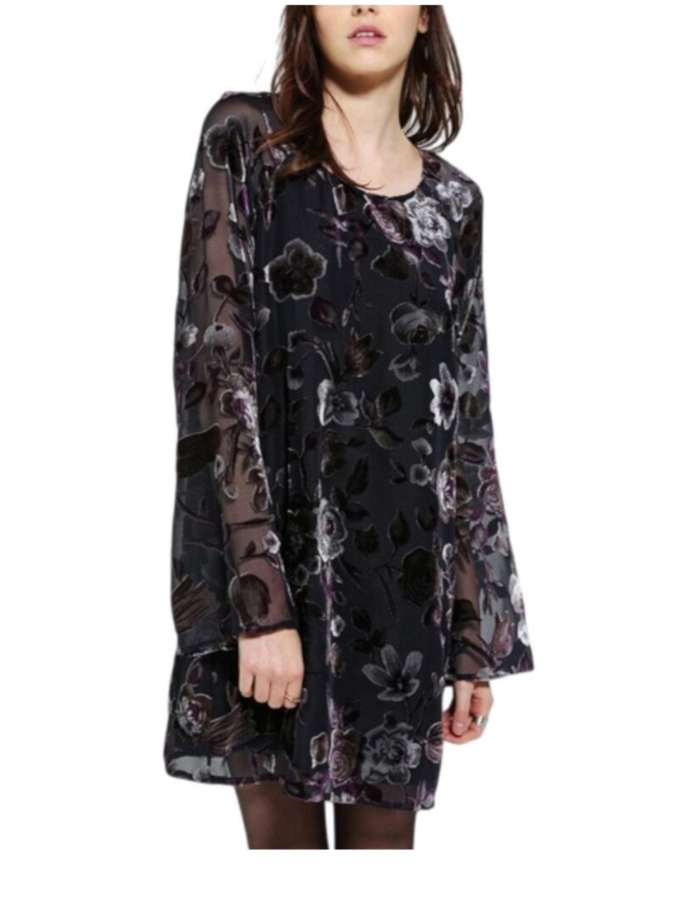 Staring at Stars Velvet Burnout Floral Shift Mini Dress Size Medium